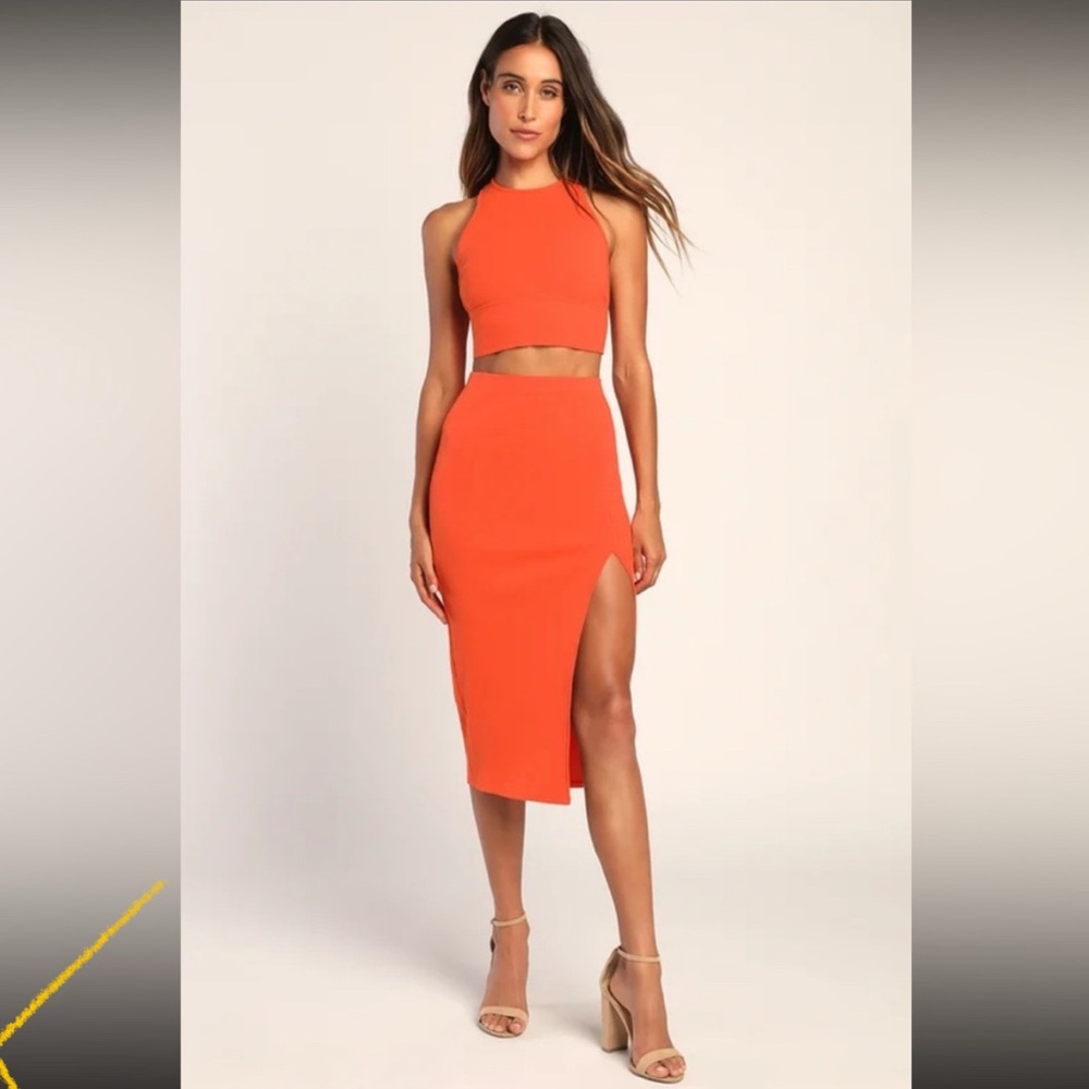 Lulus Two Piece Crop Top and Midi Skirt